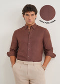 100% Pure Linen Umber Brown Shirt