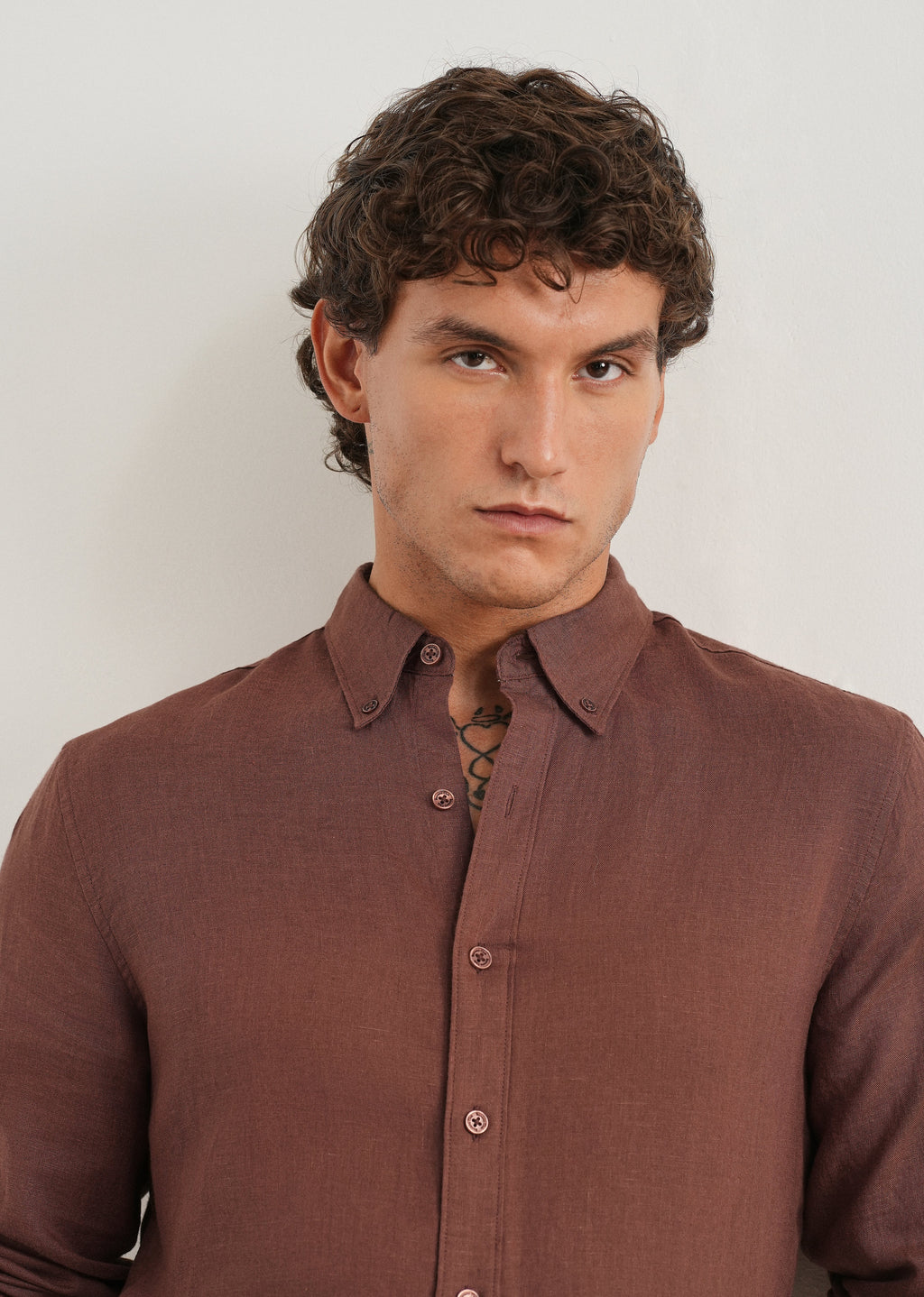 100% Pure Linen Umber Brown Shirt