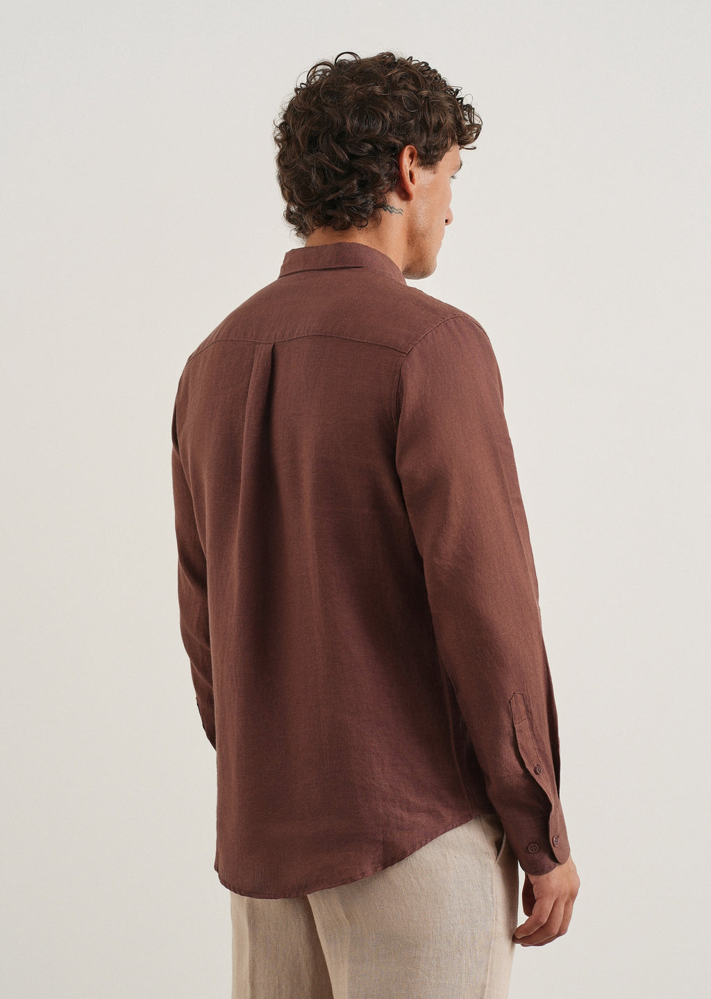 100% Pure Linen Umber Brown Shirt
