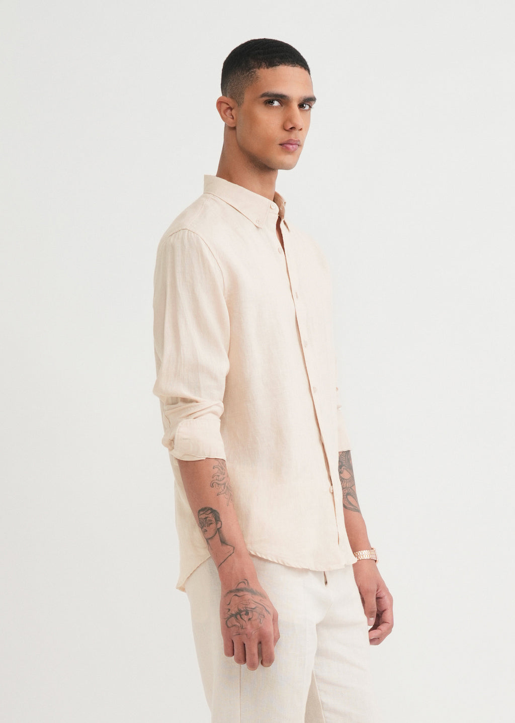 100% Pure Linen Beige Shirt