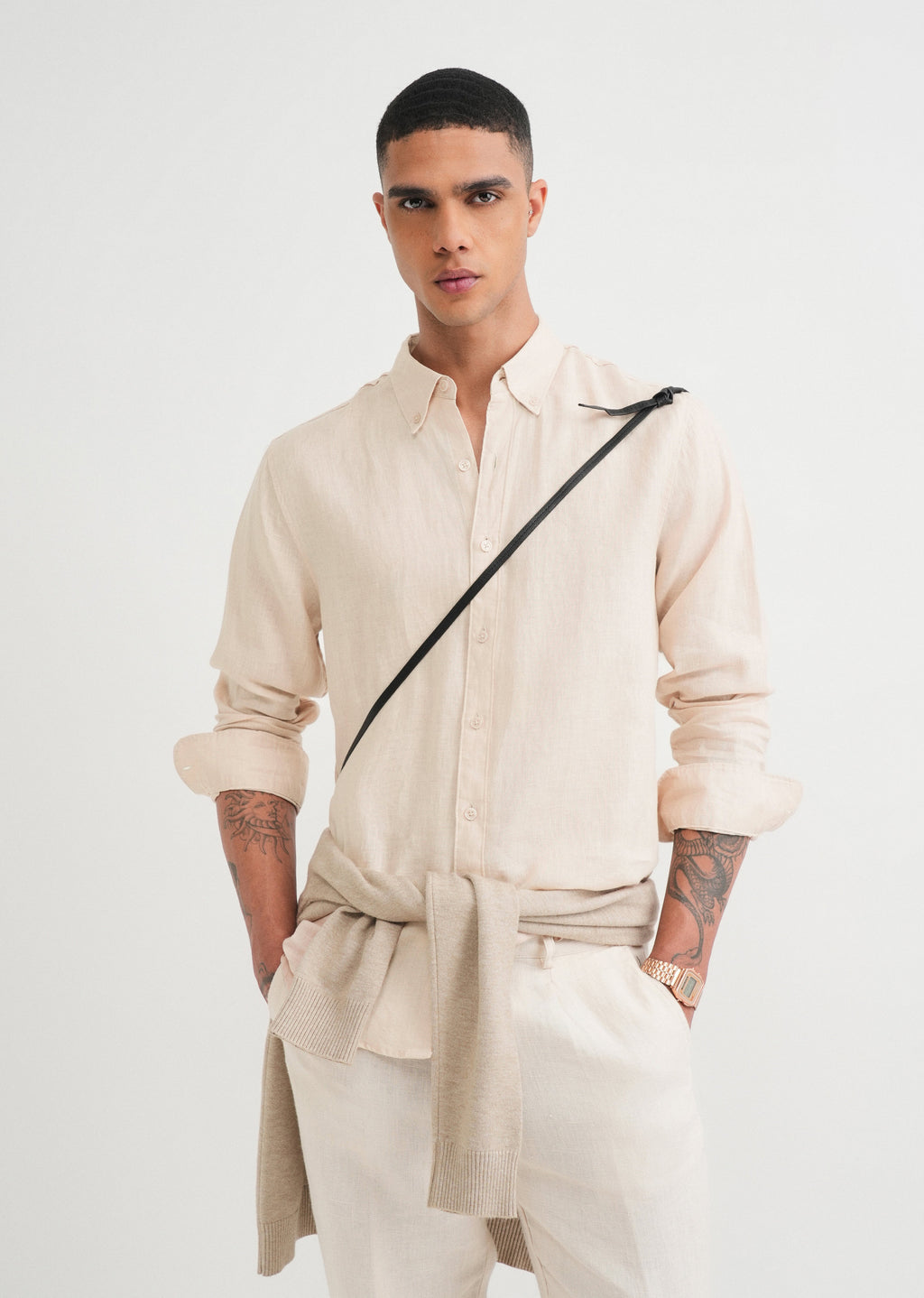 100% Pure Linen Beige Shirt