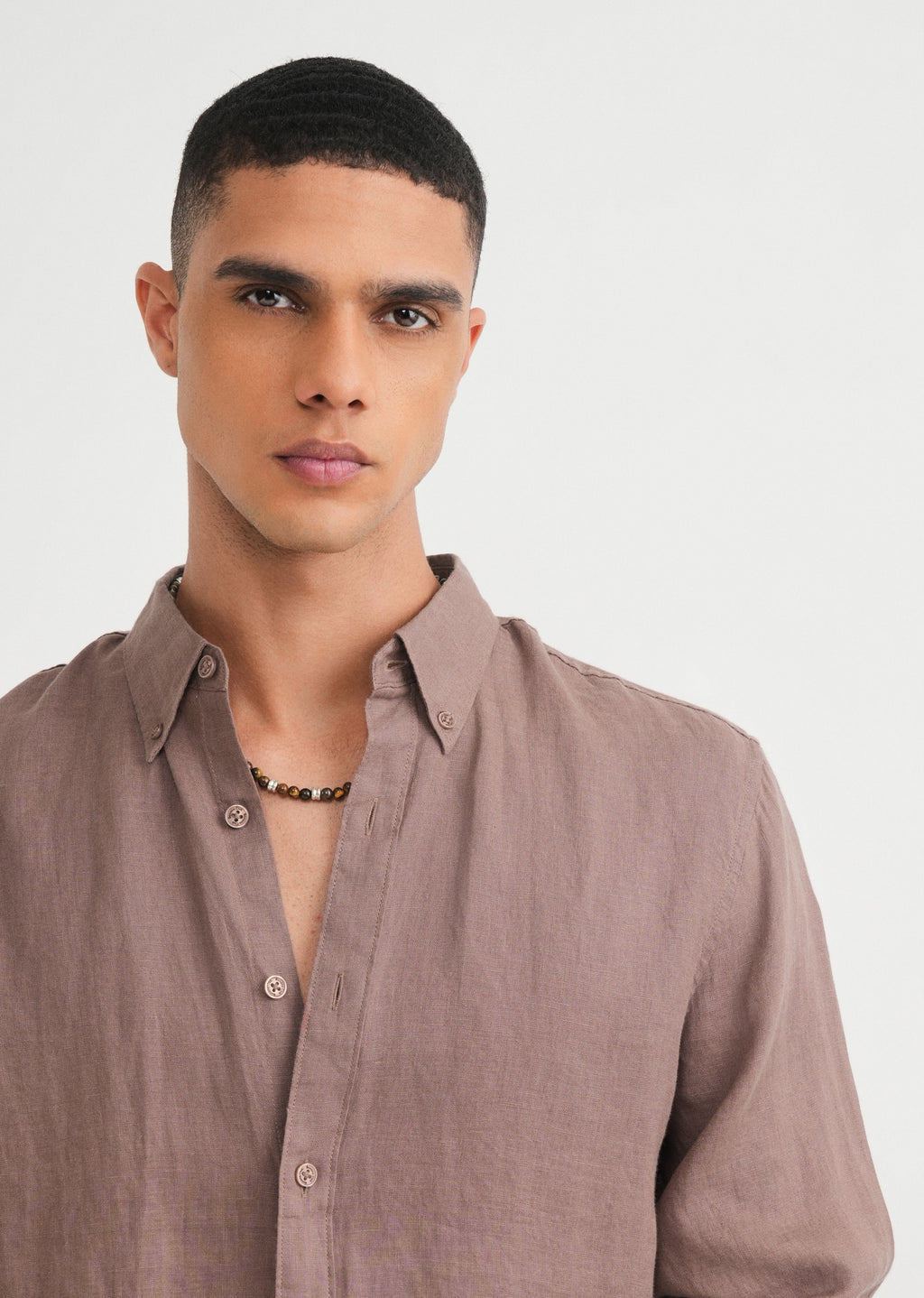 100% Pure Linen Brown Shirt