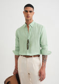 100% Pure Linen Green Shirt