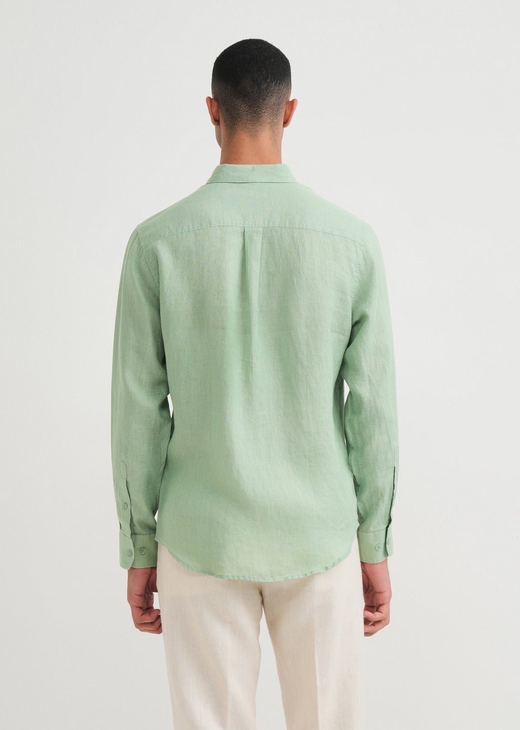 100% Pure Linen Green Shirt
