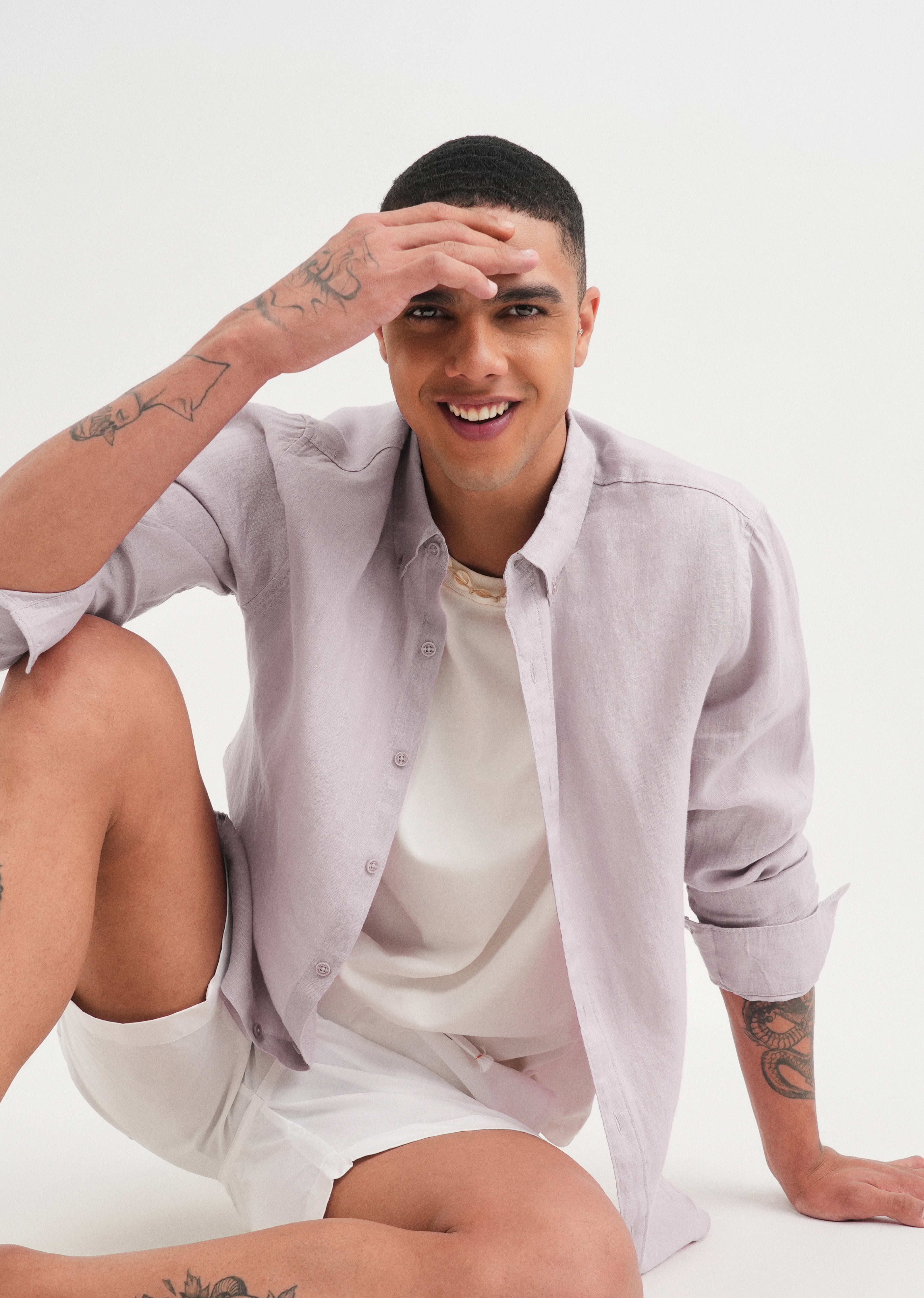 100% Pure Linen Lilac Shirt
