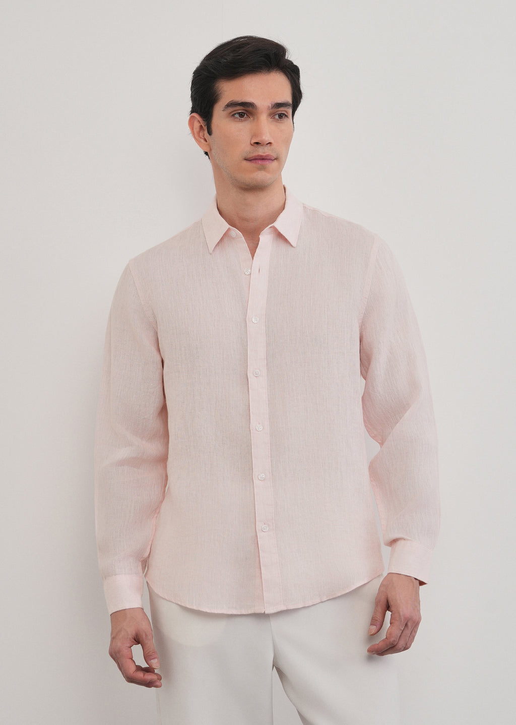 100% Pure Linen Pastel Pink Shirt