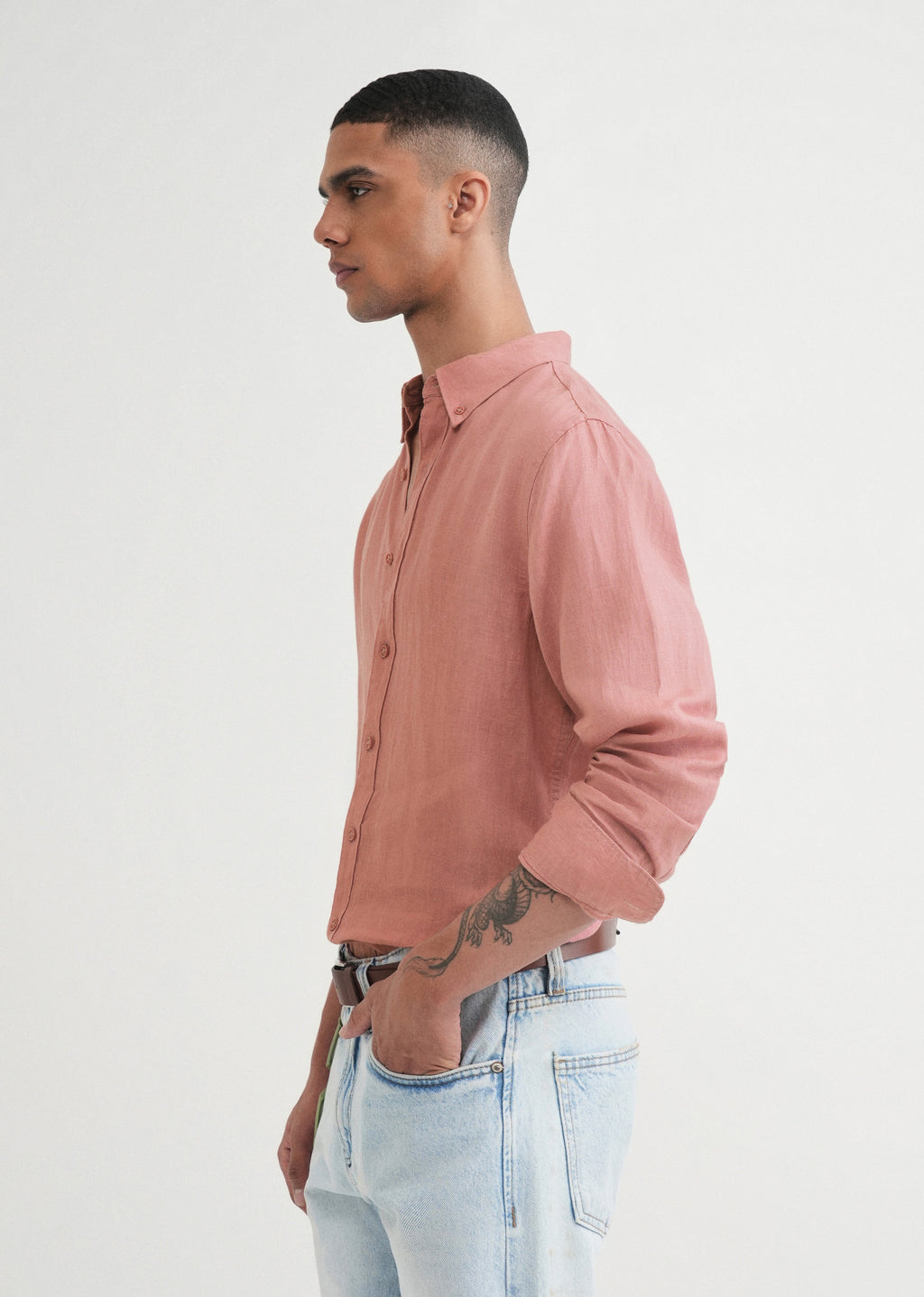 100% Pure Linen Peach Shirt