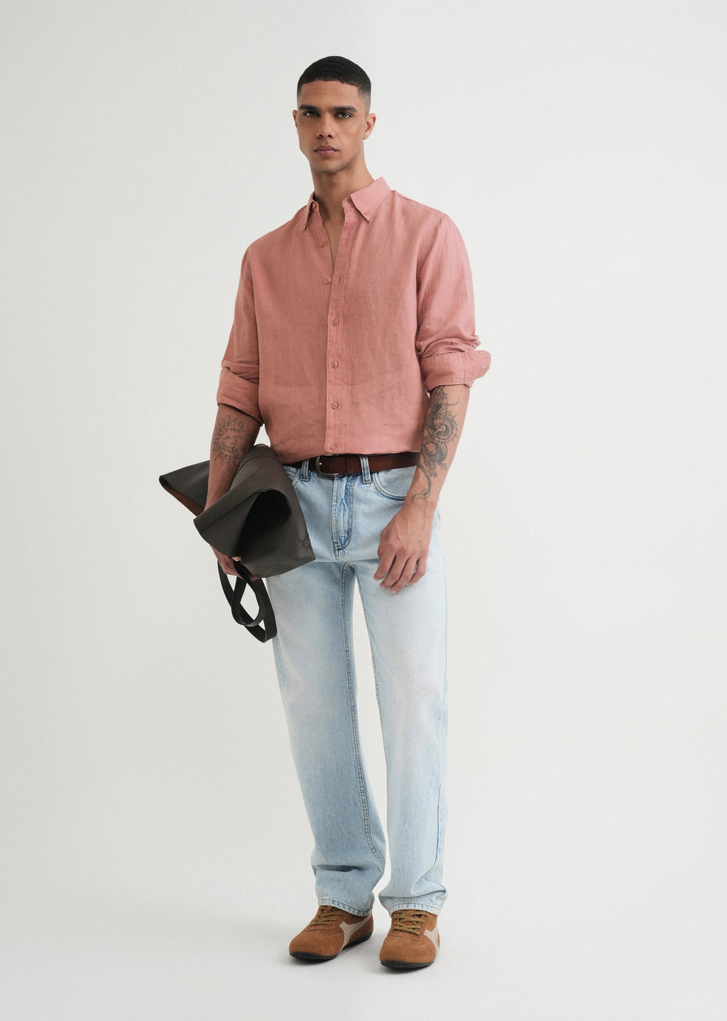 100% Pure Linen Peach Shirt