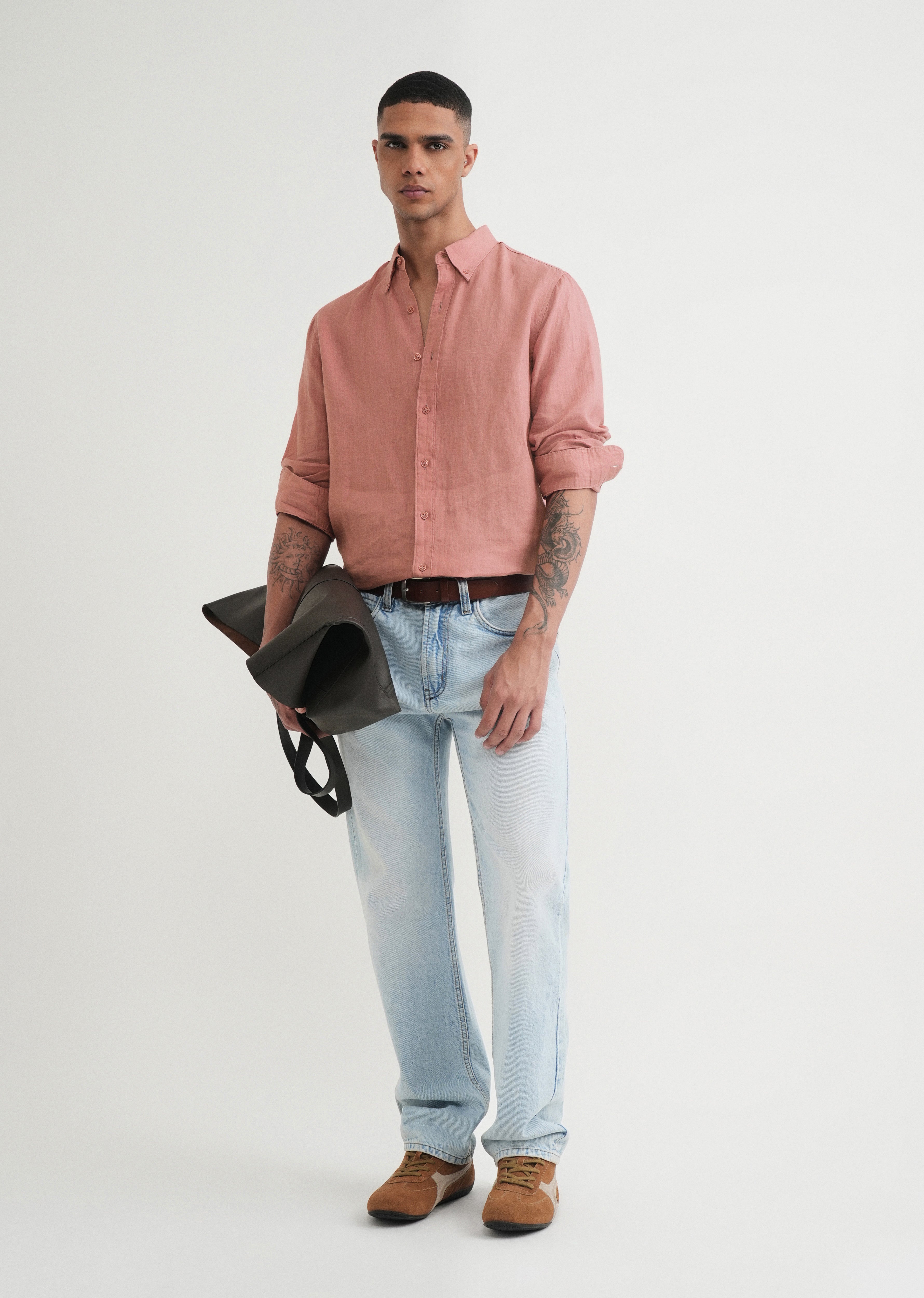 100% Pure Linen Peach Shirt
