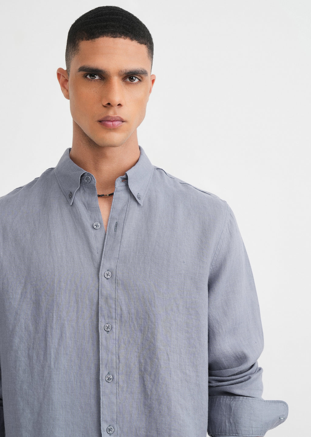 100% Pure Linen Slate Blue Shirt