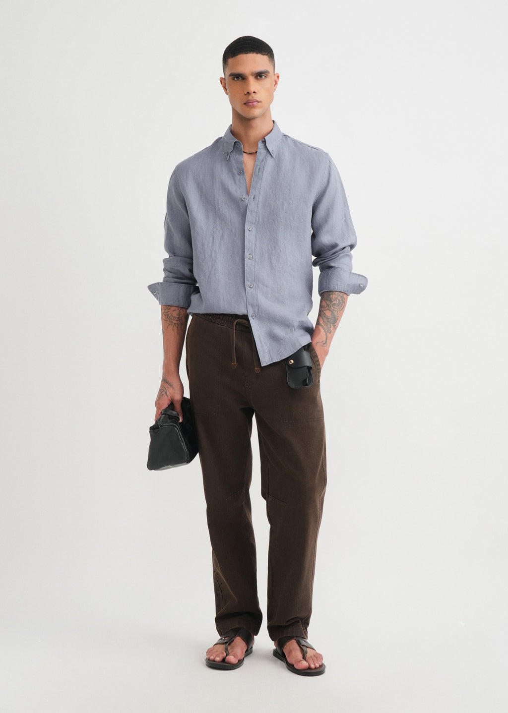 100% Pure Linen Slate Blue Shirt