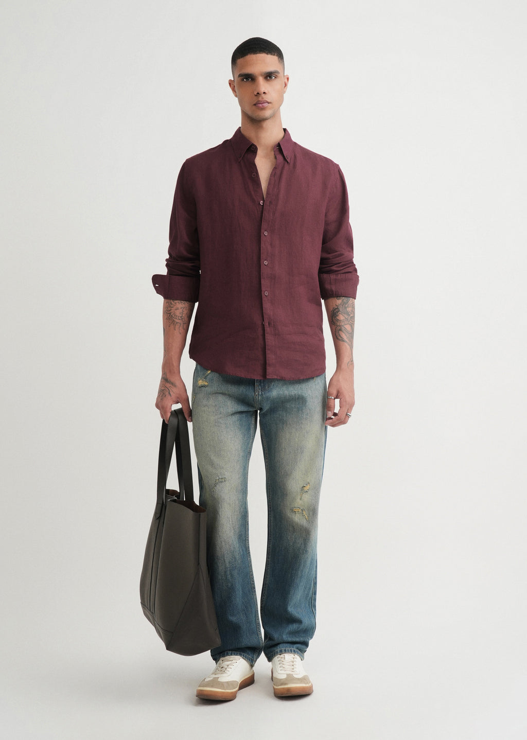 100% Pure Linen Wine Shirt