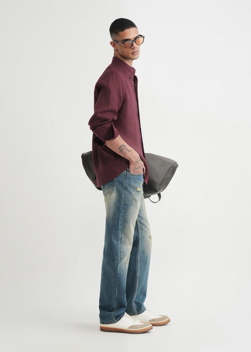 100% Pure Linen Wine Shirt